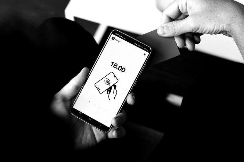 Online purchase on a phone with a bank card