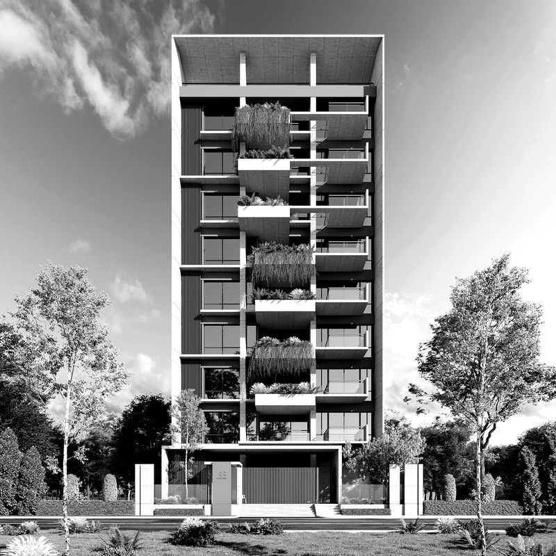 New residential building among trees