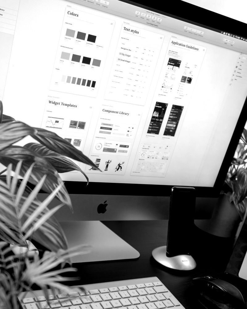 Monitor showing a website design system