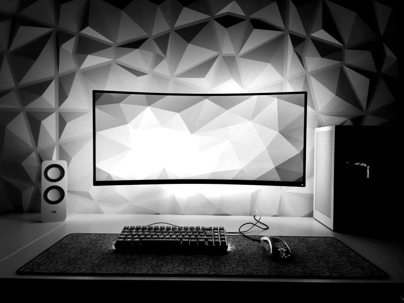 Ultrawide monitor in a dark room
